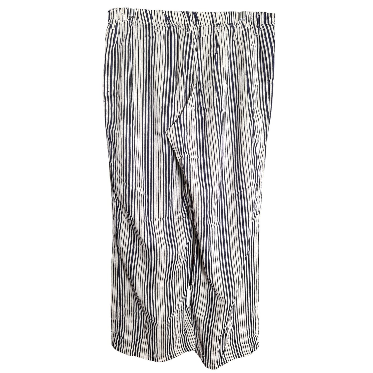 Just Living Casual Wide Striped Pants Large Cotton/Rayon Navy Blue