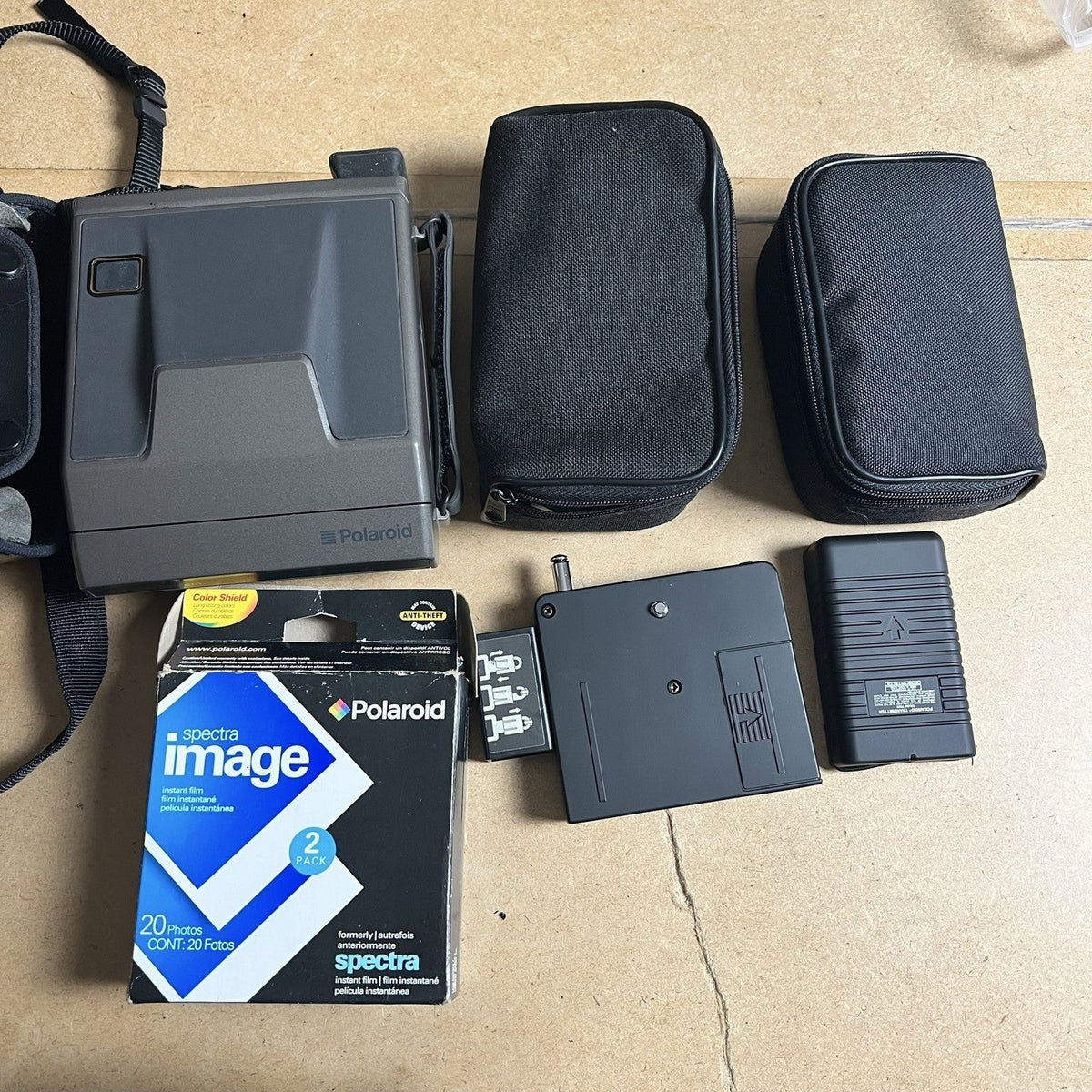 Polaroid Spectra System Instant Camera Brown Gray Black Film With Accessories