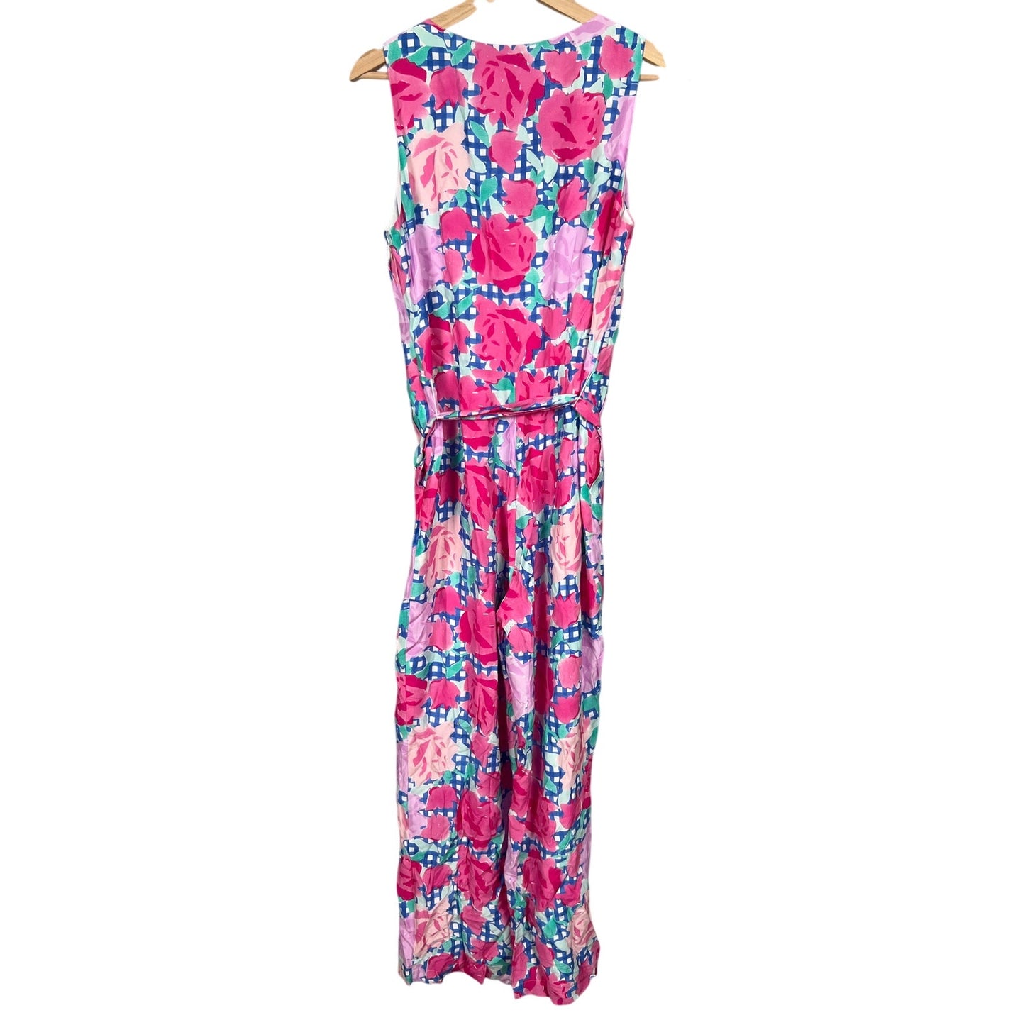 Vineyard Vines Kentucky Derby Run For The Roses Silk Blend Sleeveless Jumpsuit 6