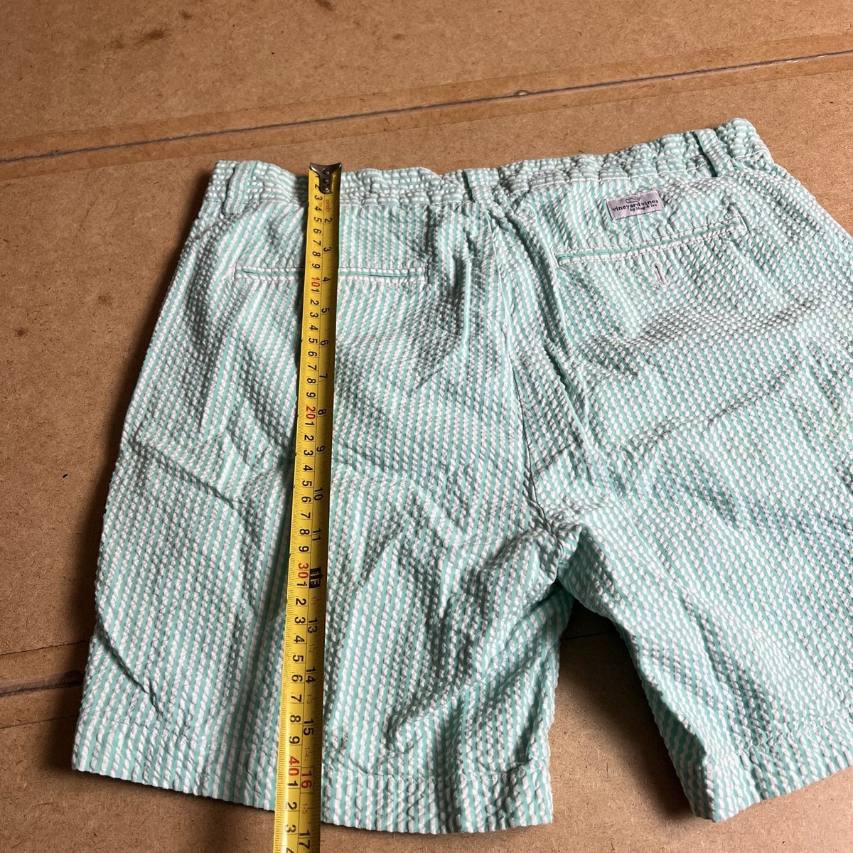Vineyard Vines Shorts Womens 32 Green Seersucker Cotton Striped Preppy Summer