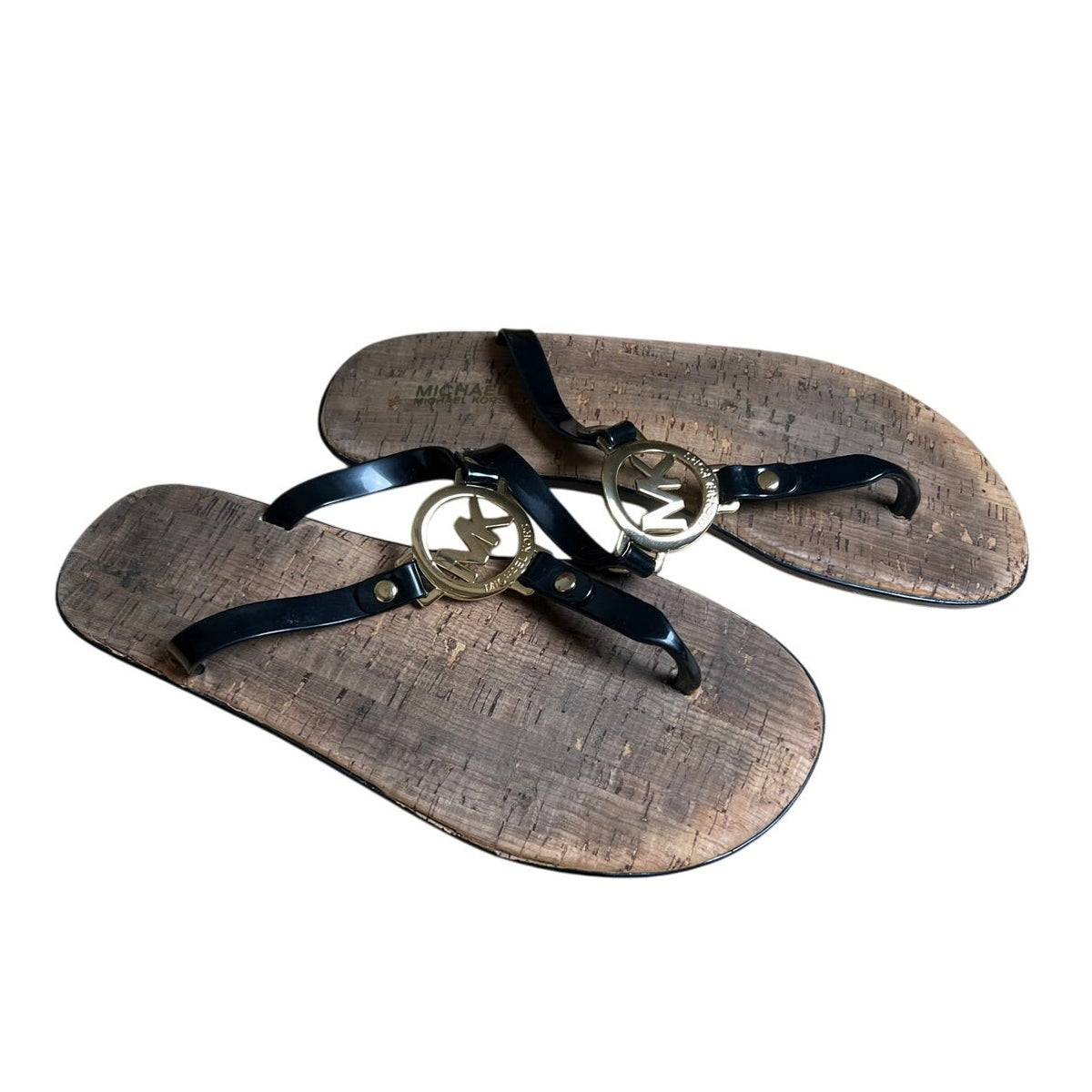 Michael Kors Sandals Flip Flops Black Rubber Upper Women Size 8M