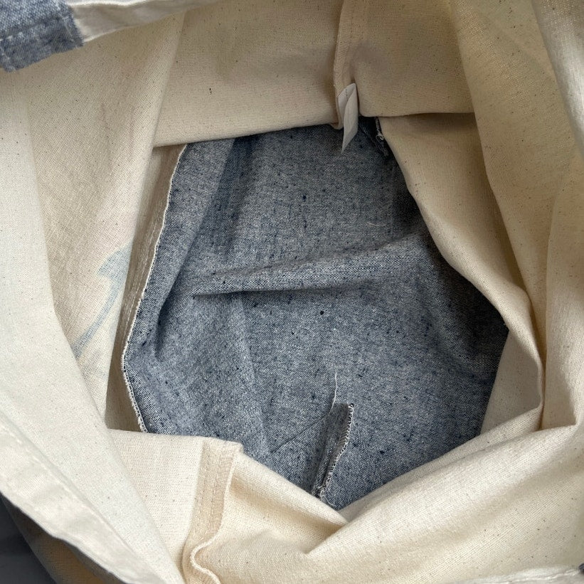 Faherty Tote Bag Canva White & Gray 100% Cotton