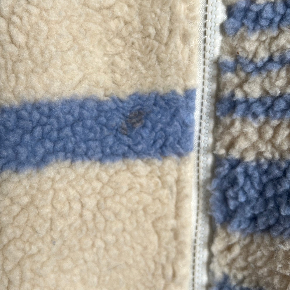 UO Blue and Tan 100% Polyester Sherpa Plush Zip Jacket Size Large