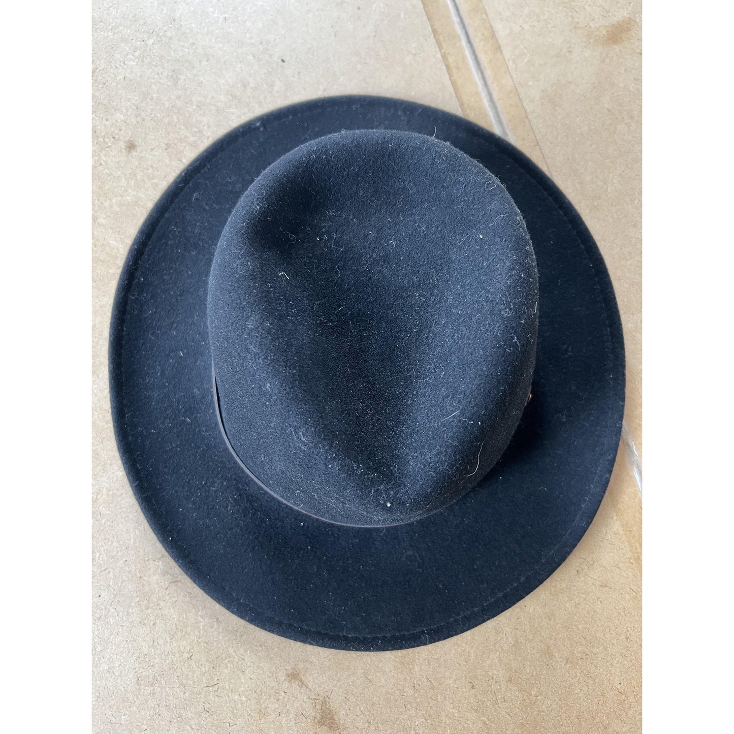 Minnetonka Felt Hat Medium Black 100% Wool Lite Felt Leather Band Made In USA