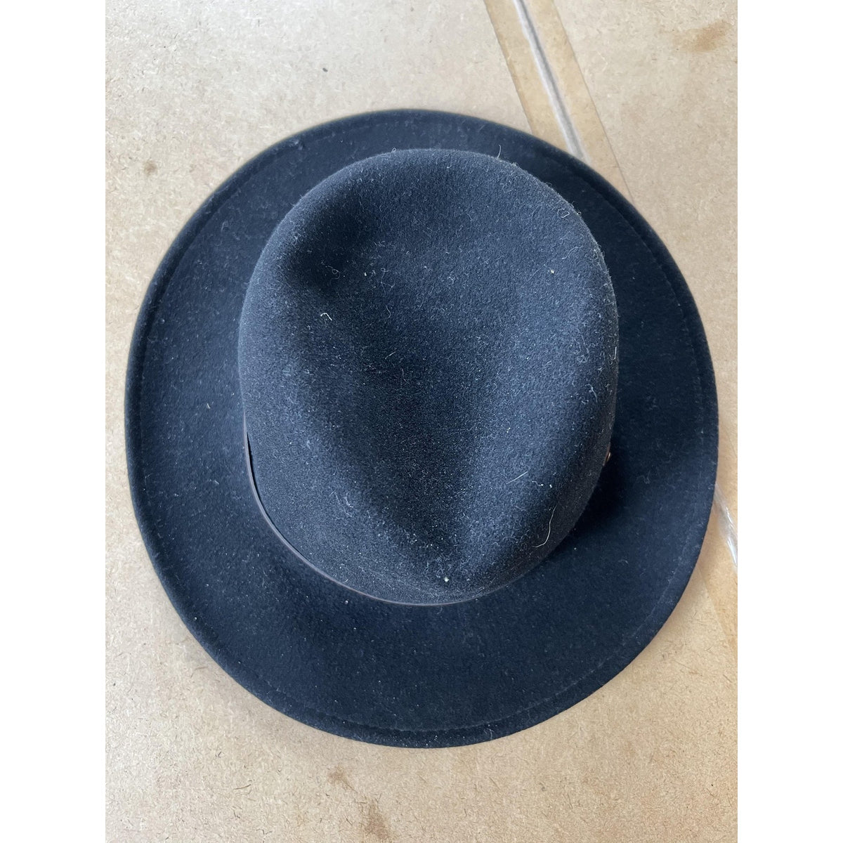 Minnetonka Felt Hat Medium Black 100% Wool Lite Felt Leather Band Made In USA