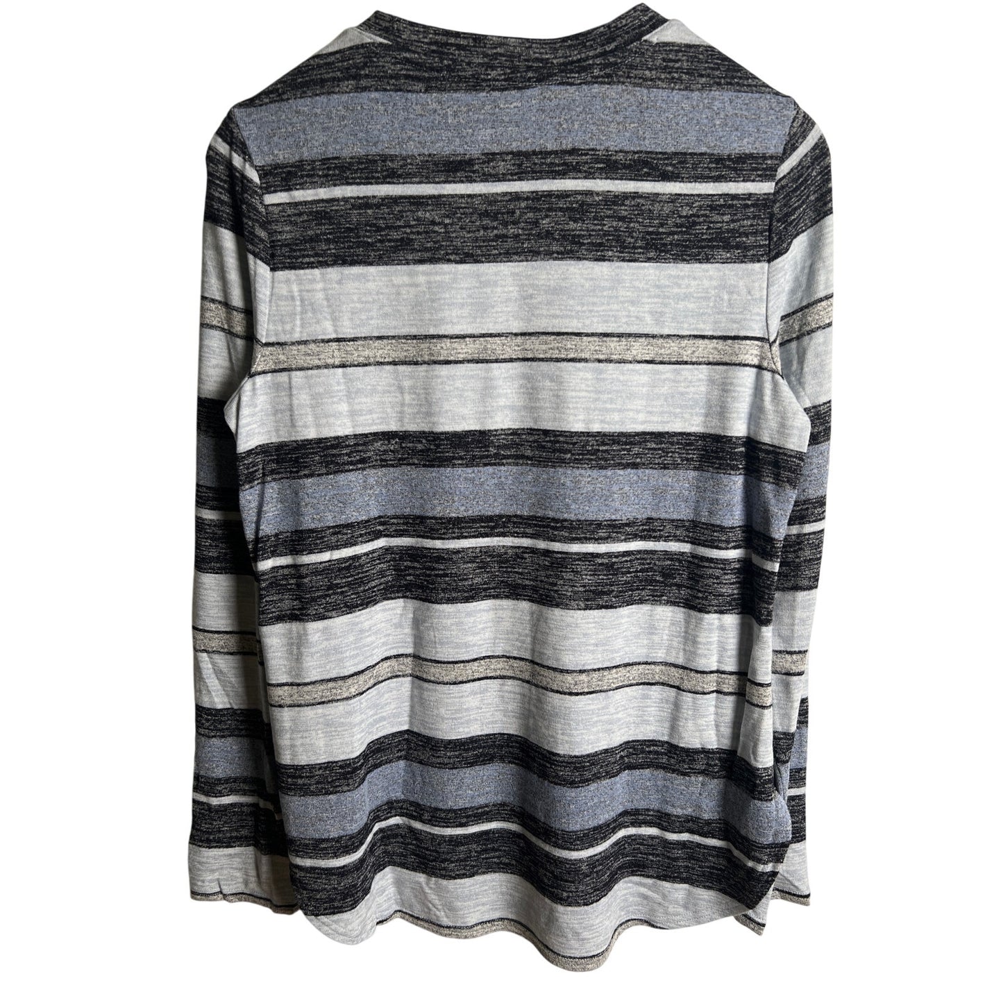 NWT Banana Republic Men M Gray Black & White Striped Long Sleeve
