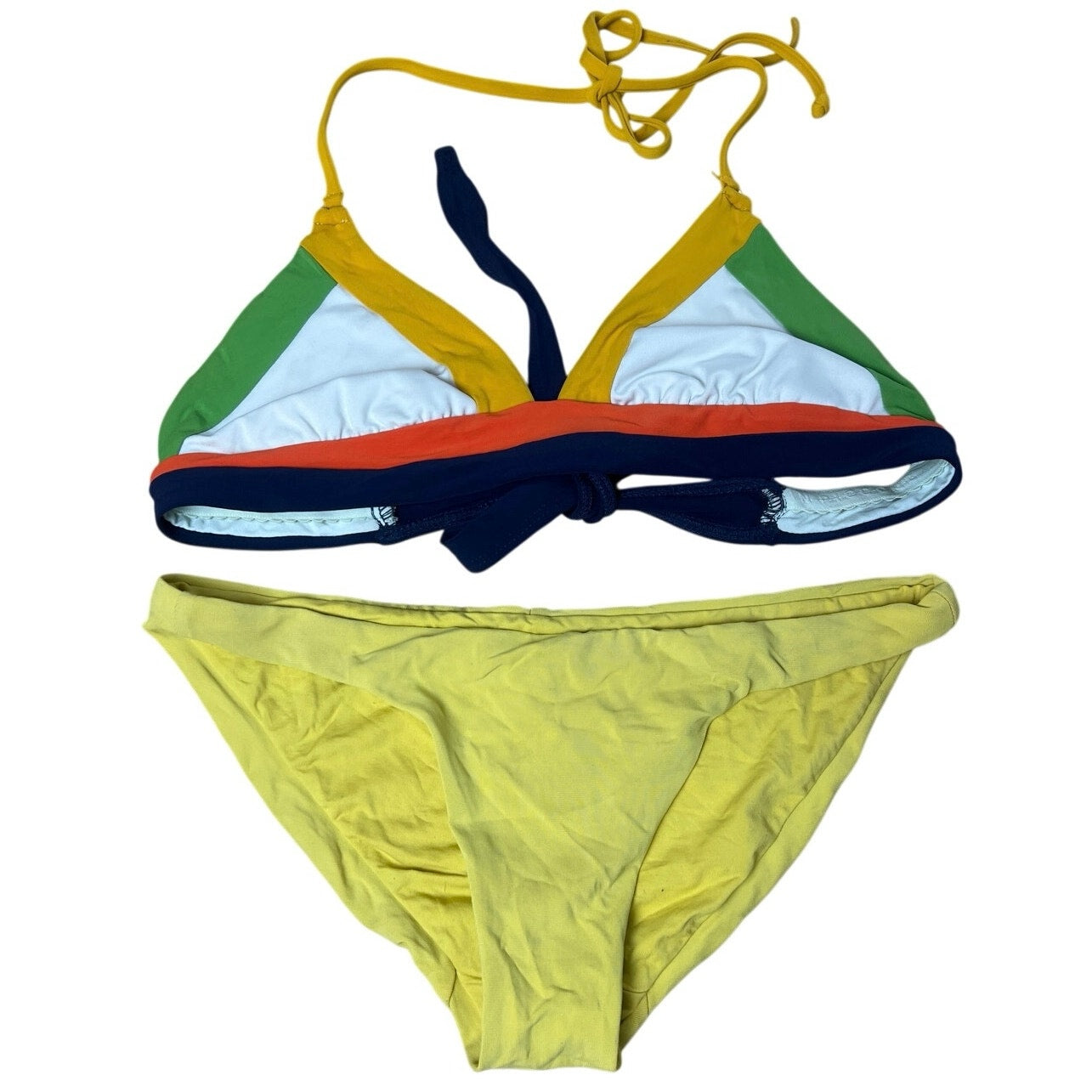 Robin Piccone Bikini Womens S Multicolor Triangle Halter Lined Swim Briefs Logo