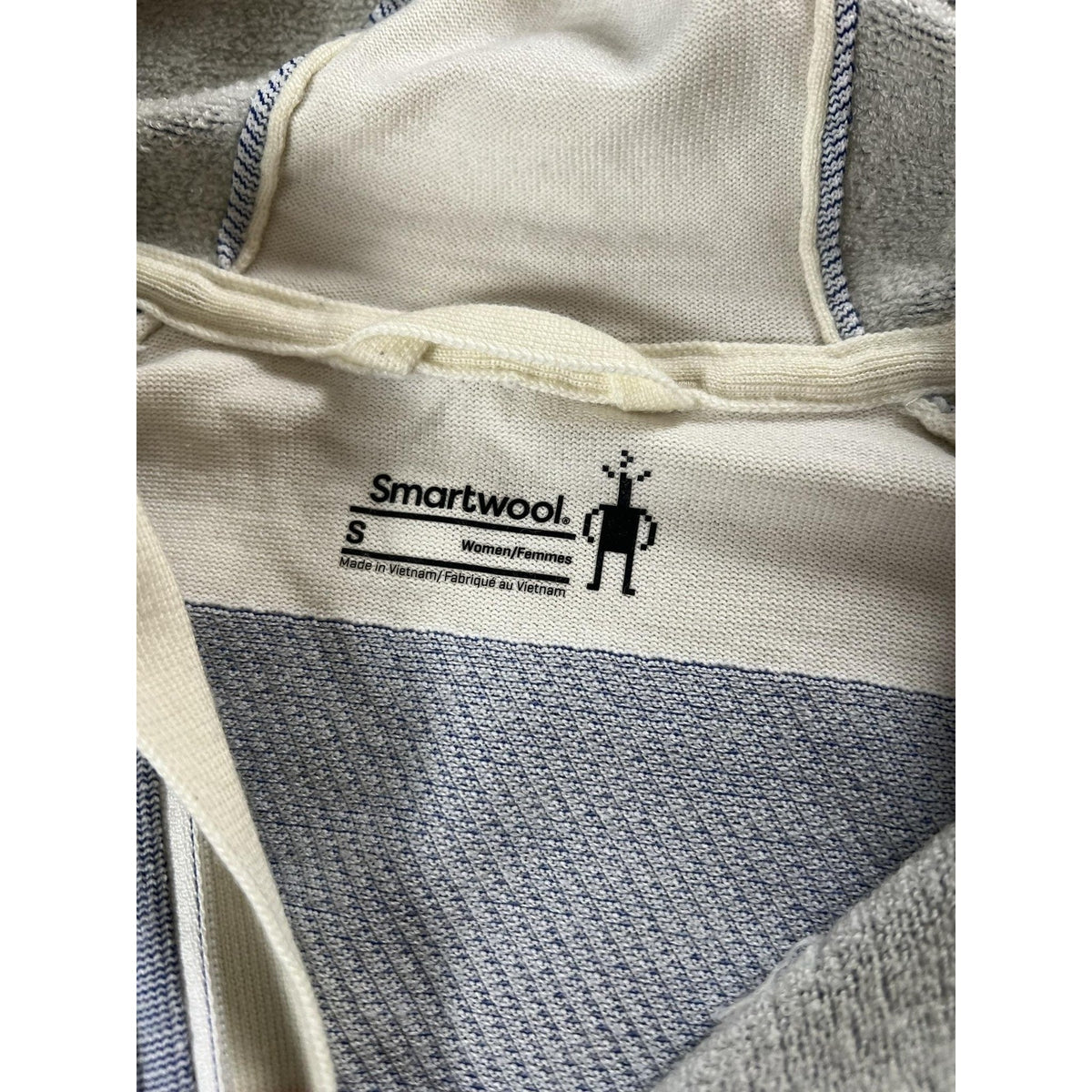 SmartWool Sweater Womens S Blue Full Zip Hooded Waffle-Knit Wool Blend