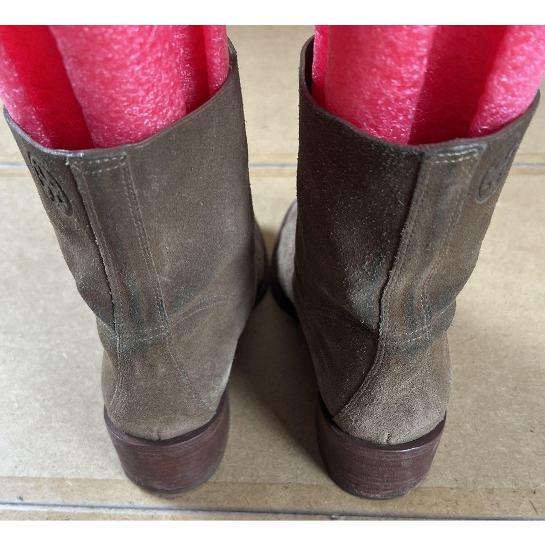 Tory Burch Boot Womens 10 Brown Suede Western Lined Leather Almond Toe