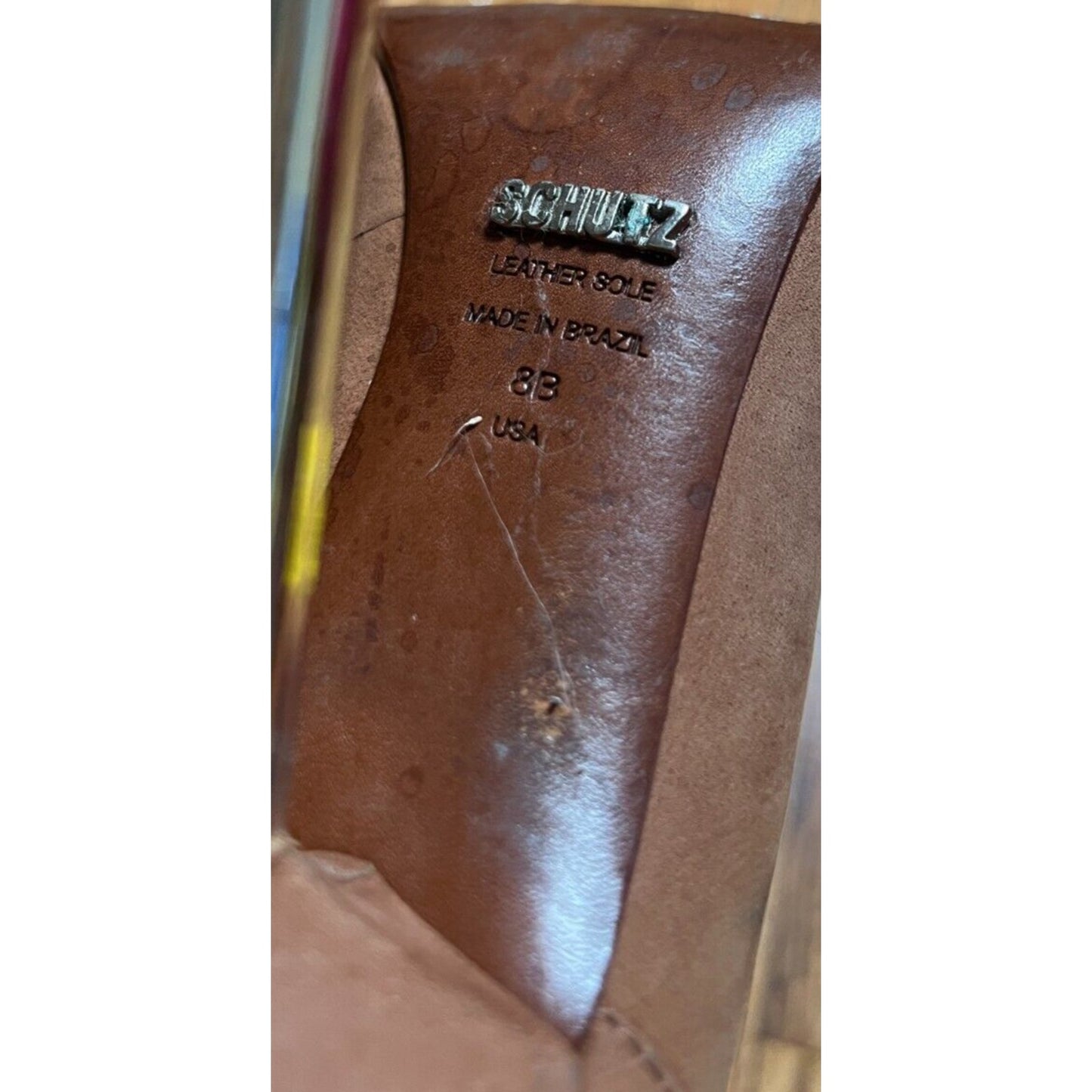 Schutz Women's Metallic Spike Pointed Toe Slip On Heels Size 8 B Medium