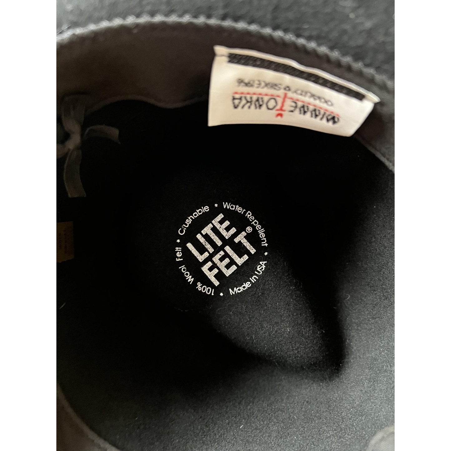 Minnetonka Felt Hat Medium Black 100% Wool Lite Felt Leather Band Made In USA