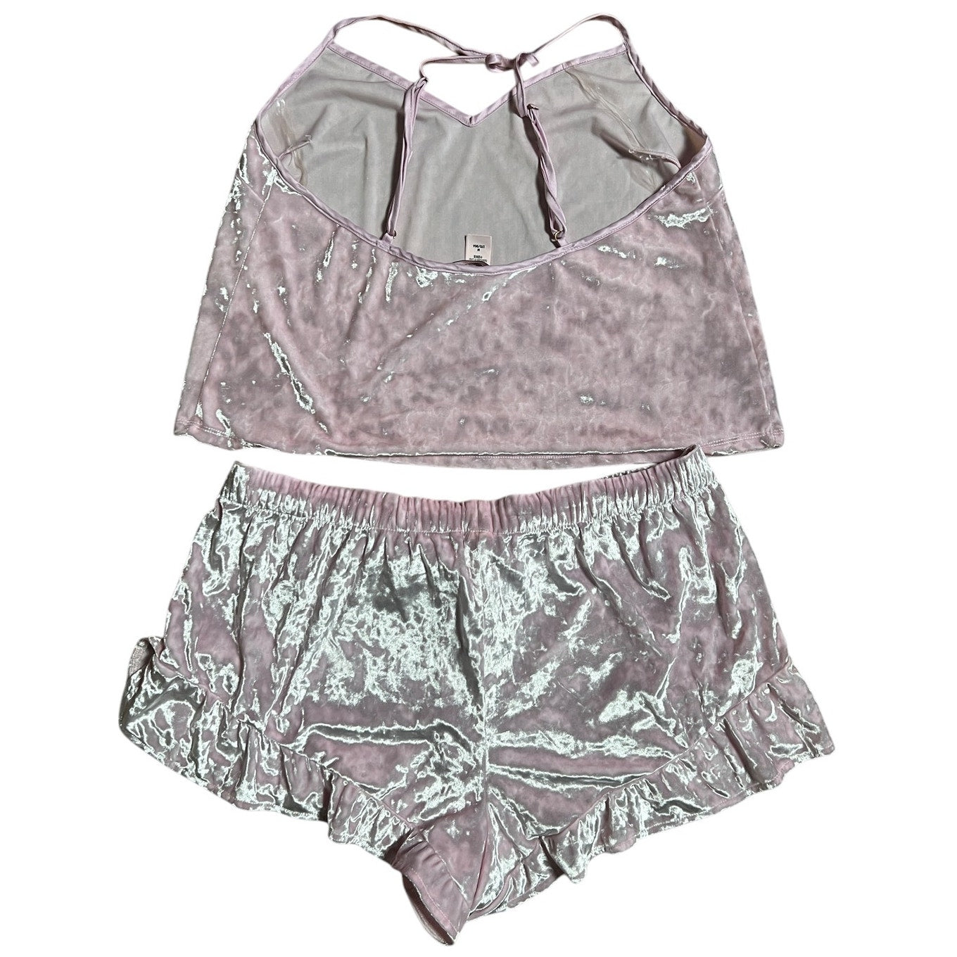 Victoria's Secret Women's Shiny Pink Pajama Set Large L Bottom Medium M Top