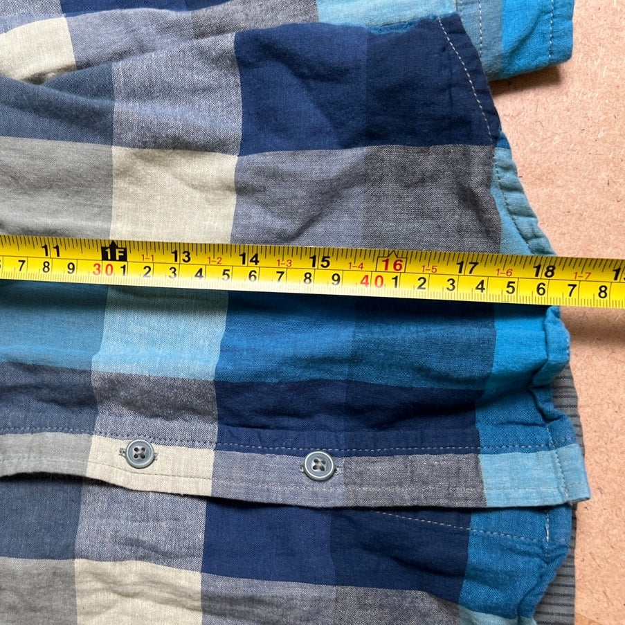 Tea Blue Gothenburg Plaid Button Up Shirt Boy Size 7