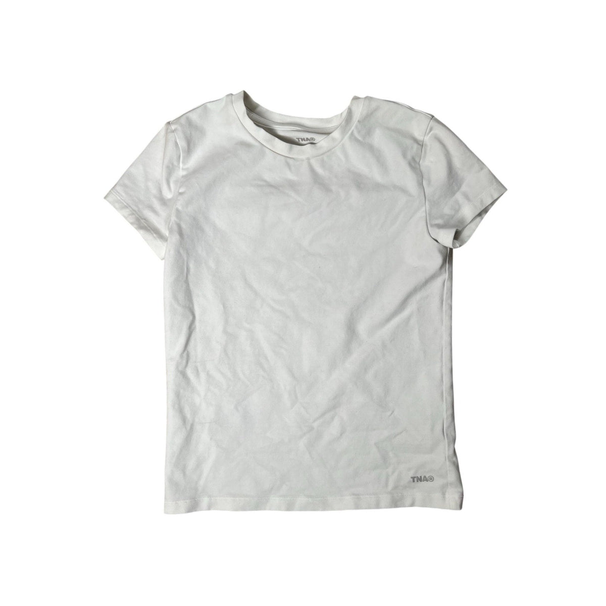 Tna T-Shirt Womens 2XS White Crew Neck Jersey Slim Stretch Tagless Casual