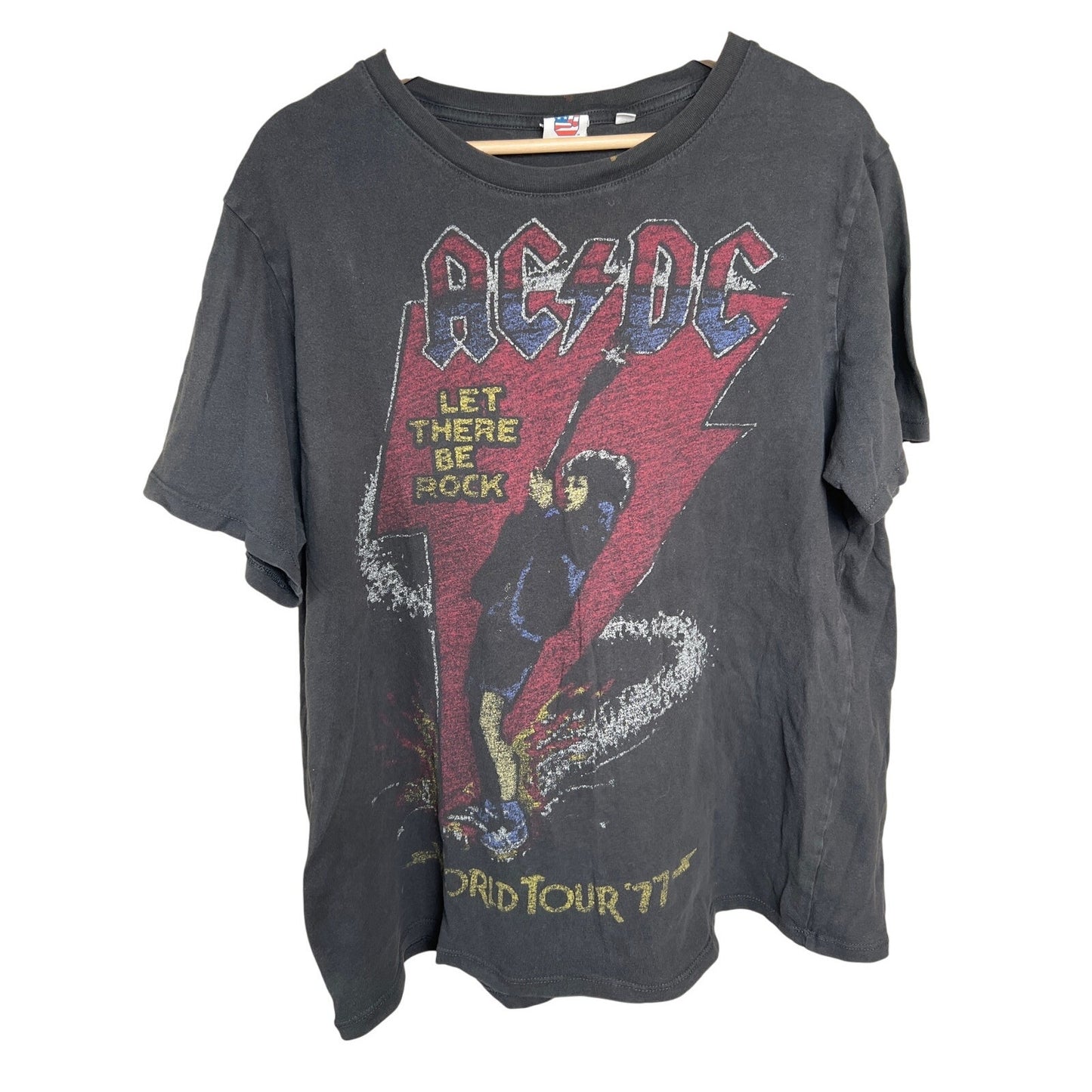 AC DC Let There Be Rock Black T-shirt By Junk Food Size XL