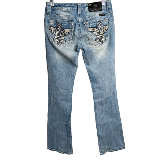 Y2K Miss Me Signature Boot Faded Embroidered Jeans Size 28
