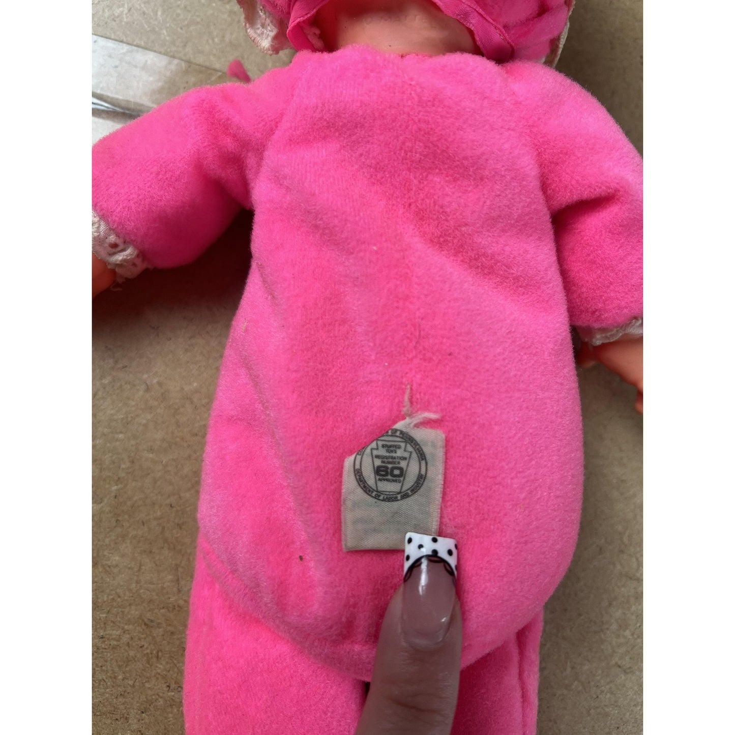 Vintage Mattel Baby Beans Doll Pink 12in Hong Kong Cloth Vinyl Head Toy