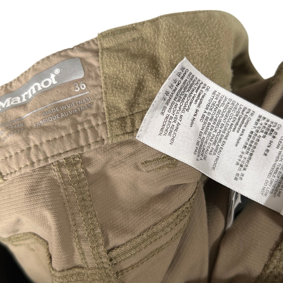Marmot Size 36 Hiking Shorts Tan Men Outdoor Stretch Lightweight Cargo Nylon