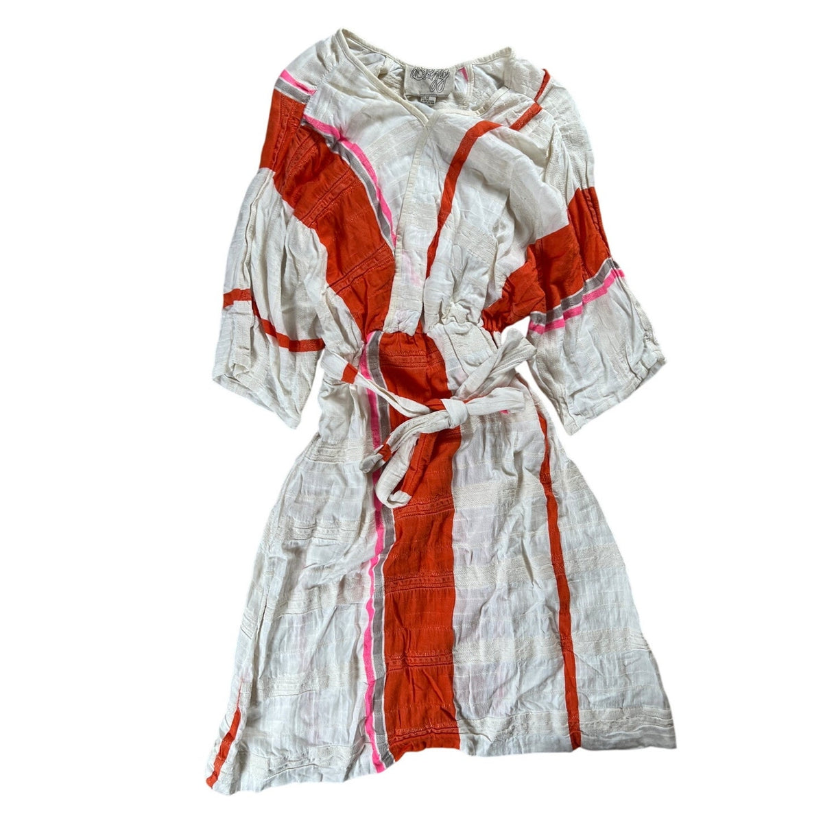 Ace & Jig Women's Striped Dress Size Medium Belted Blended Cotton
