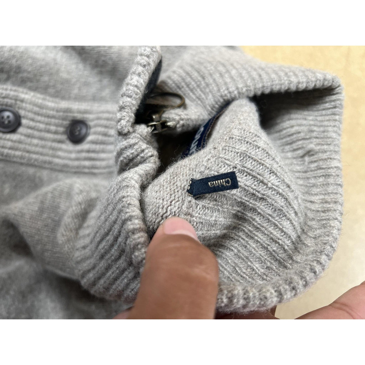 Barbour Sweater Mens L Gray Henley Mock Neck Bamboo Ribbed Button Pullover