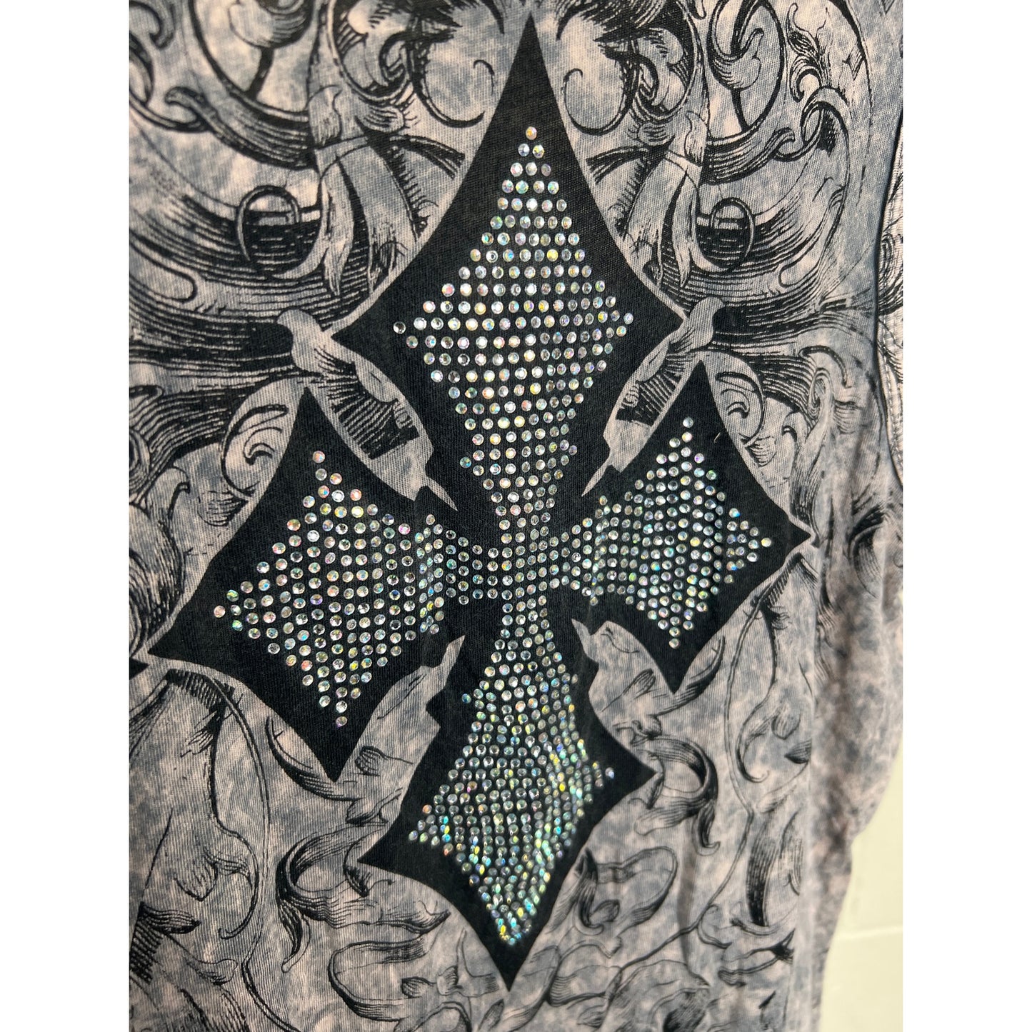 Y2K Vocal Made In USA Grunge Rhinestone Women Faded Wash Tank