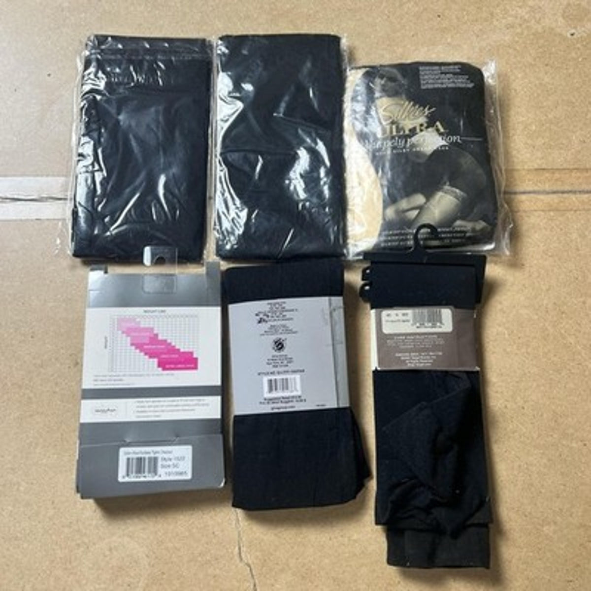 Mixed Brands Leggings Womens One Size Black Control Top Opaque Lot 6 Nylon