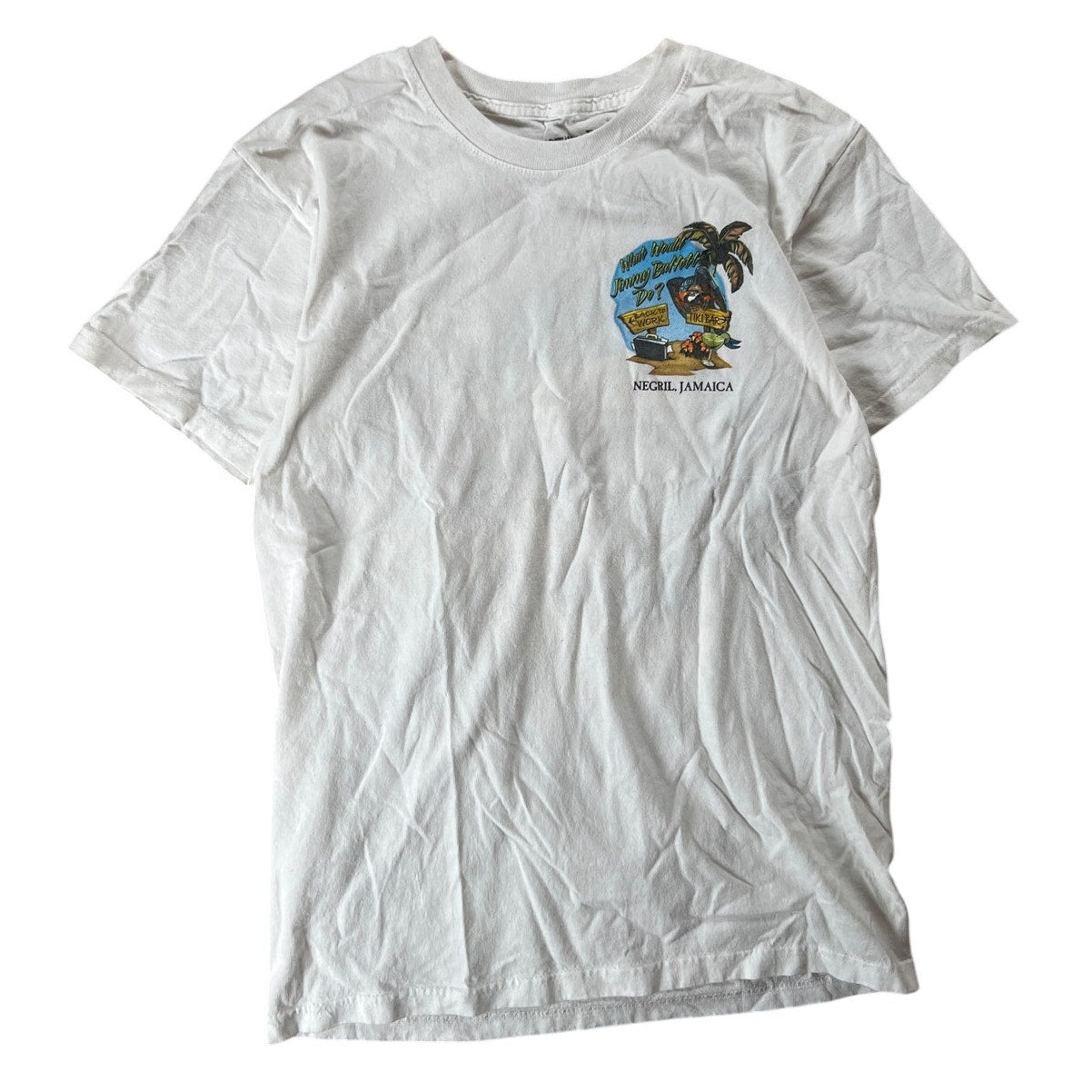 Margaritaville Negril Jamaica T-Shirt Mens S White Graphic Parrot Beach Souvenir