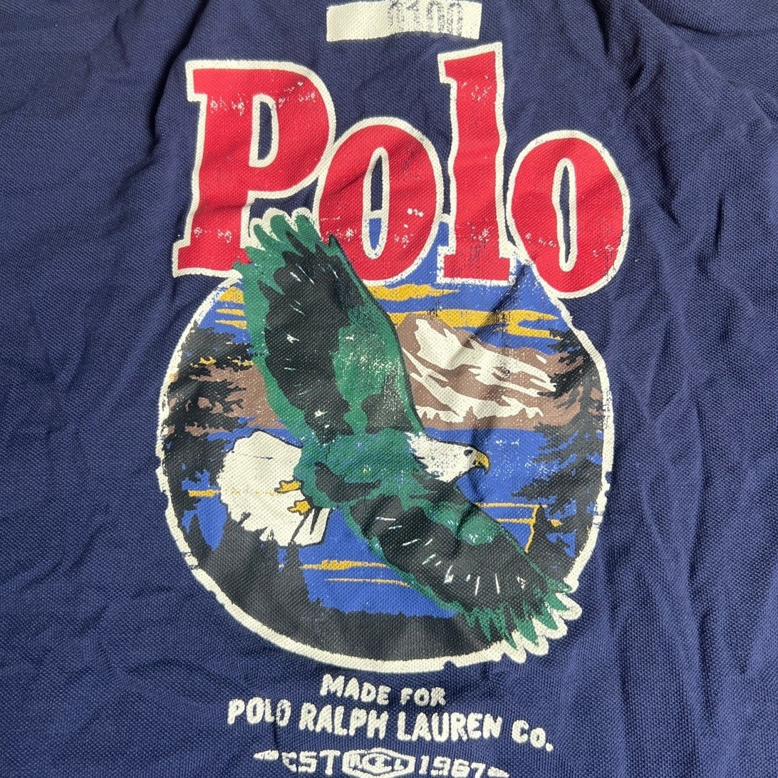 Polo Country Ralph Lauren Sportsman Eagle Patched Distressed Graphic Shirt Sz XL