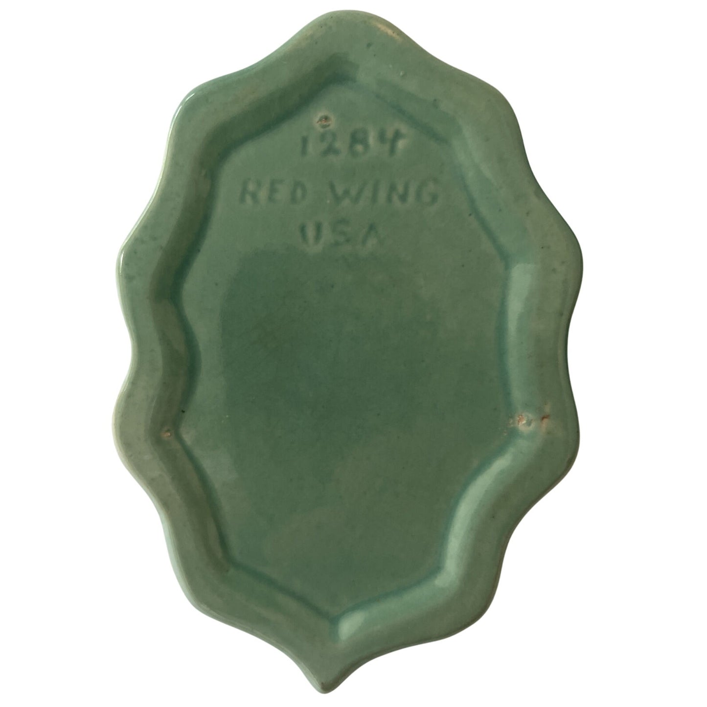 Vintage Redwing Vase, Shell Design, Green Glaze 4x7xH-10.5, Art Deco - EUC