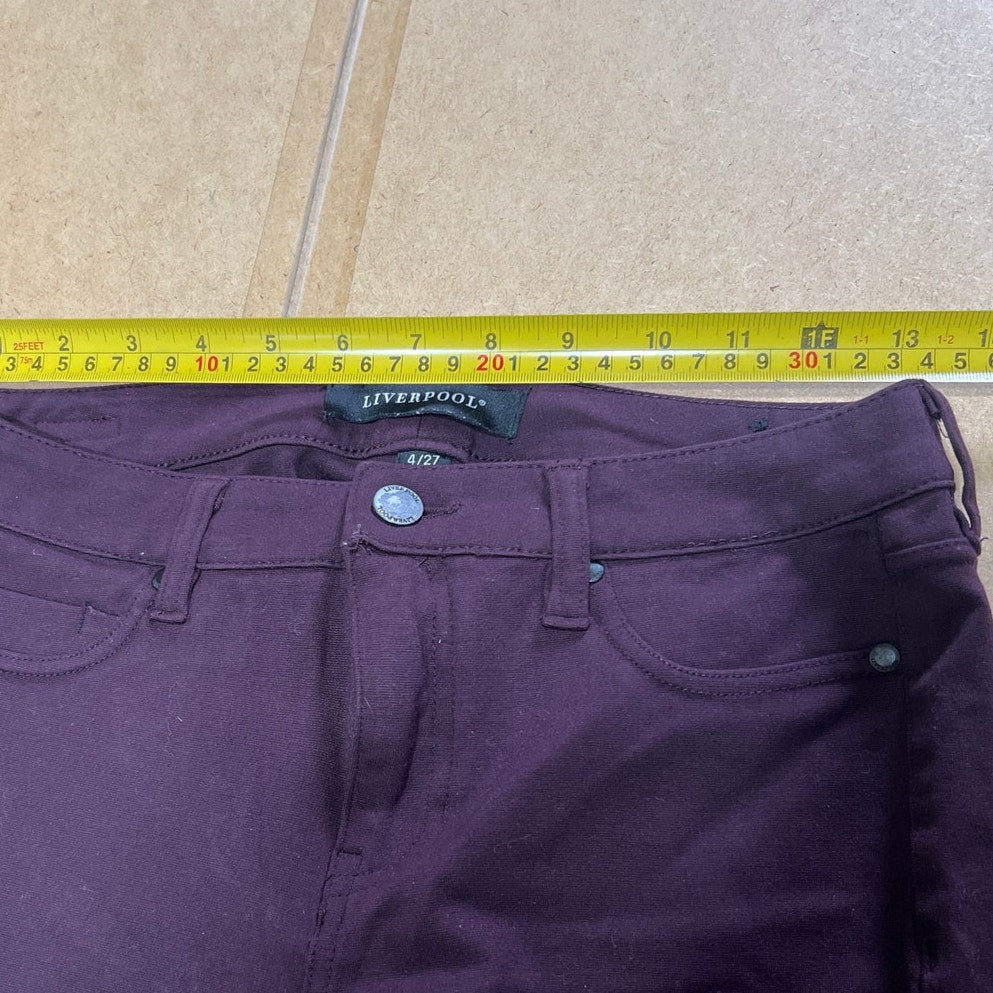 Liverpool Pants Womens 4 Purple Gia Glider Aubergine Skinny Stretch Ponte