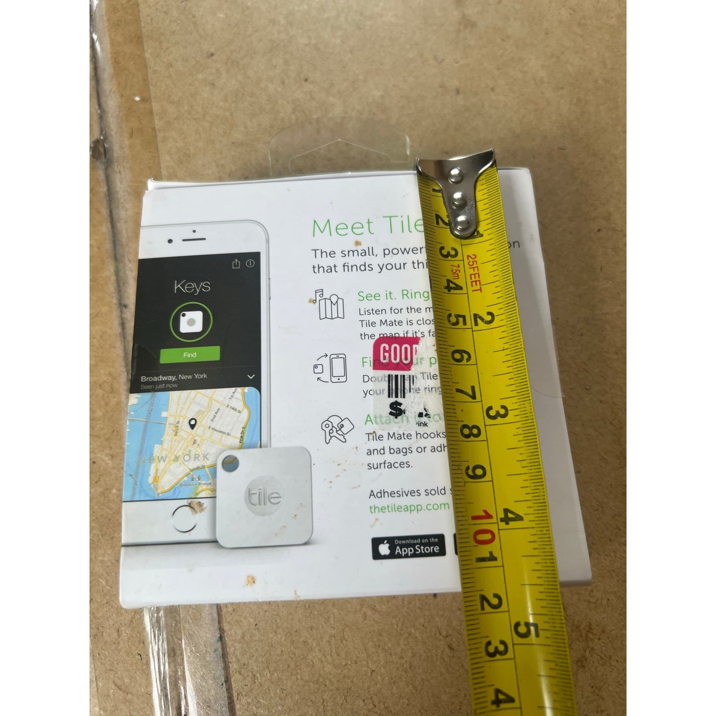 Tile Mate Bluetooth Tracker T3001 White Key Finder Locator 1-Pack With App