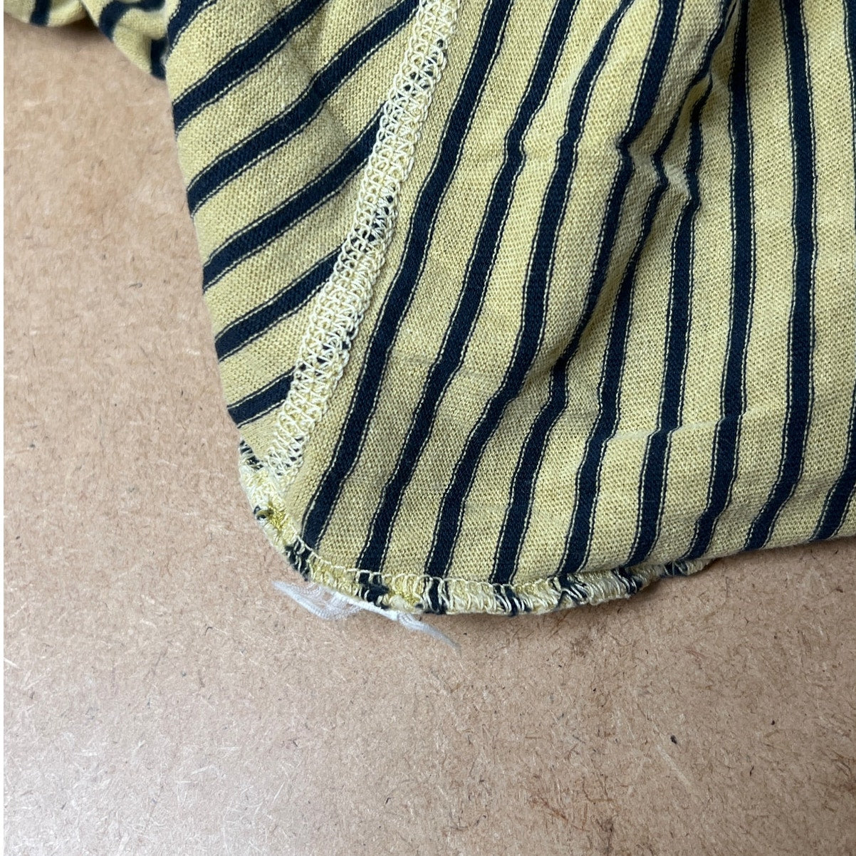 Sundance Striped Raw Edged Exposed Seam Henley Shirt Yellow and Black Size M