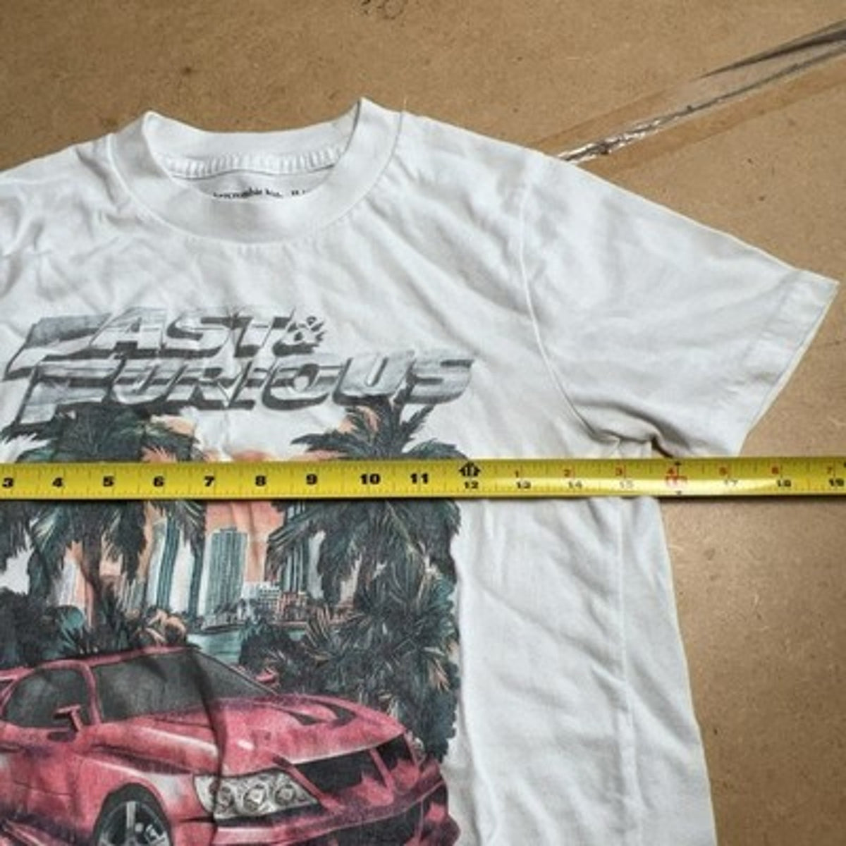 Abercrombie Kids Shirt Teens L White Crew Neck Tagless Fast & Furious Graphic