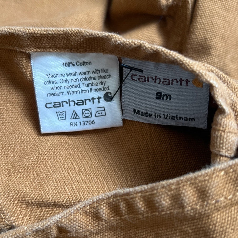 CARHARTT Baby Brown Duck Bib Overalls Double Knee Sz 9M Unisex