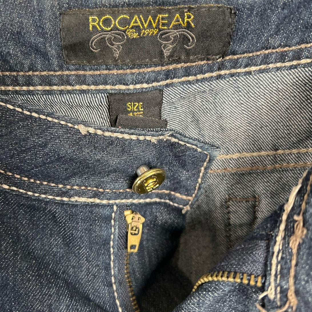 Rocawear Size 15 *Broken Zipper* Women's Solid Dark Wash Blue Jeans