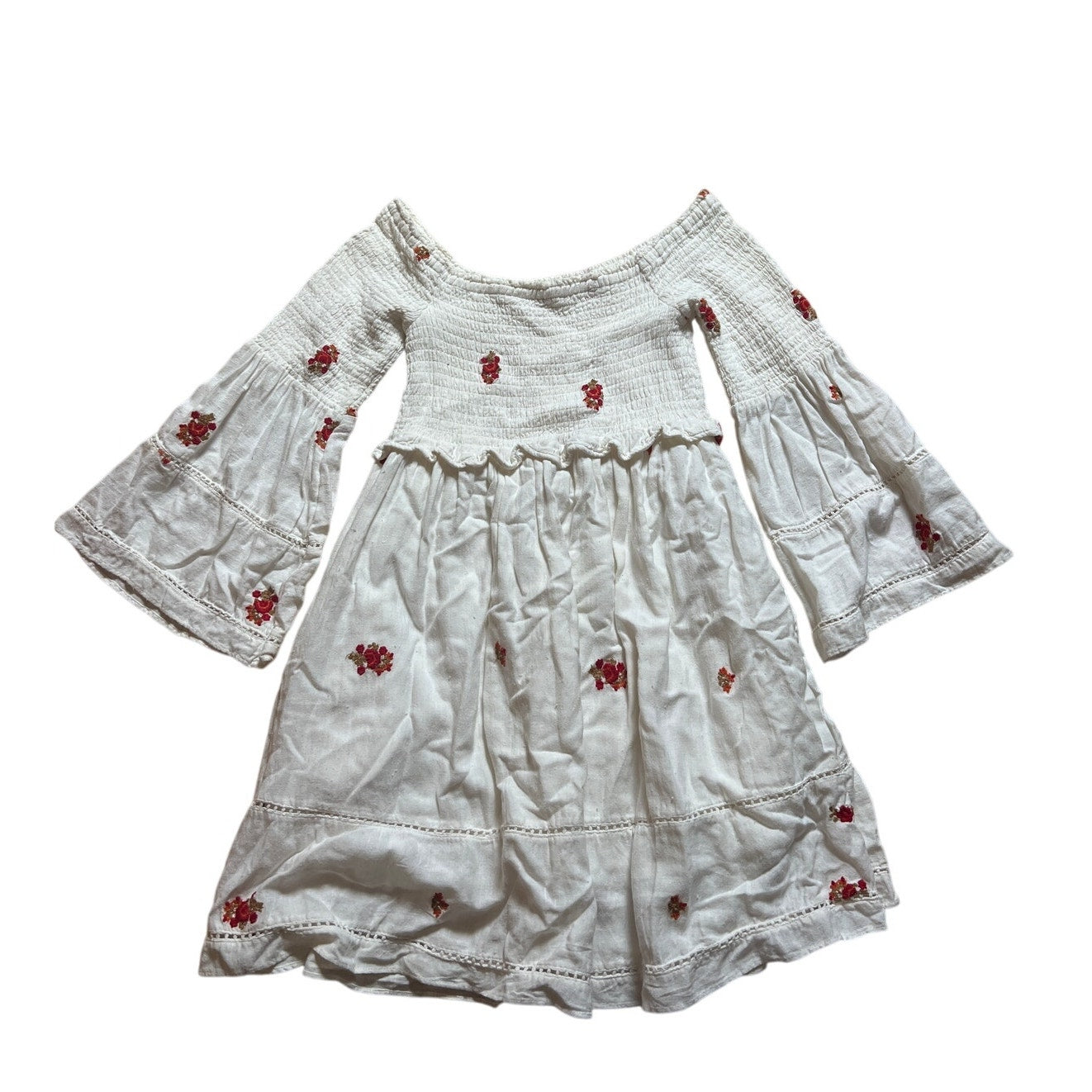 Free People Counting Daisies Embroidered Off The Shoulder Floral Dress Size XS