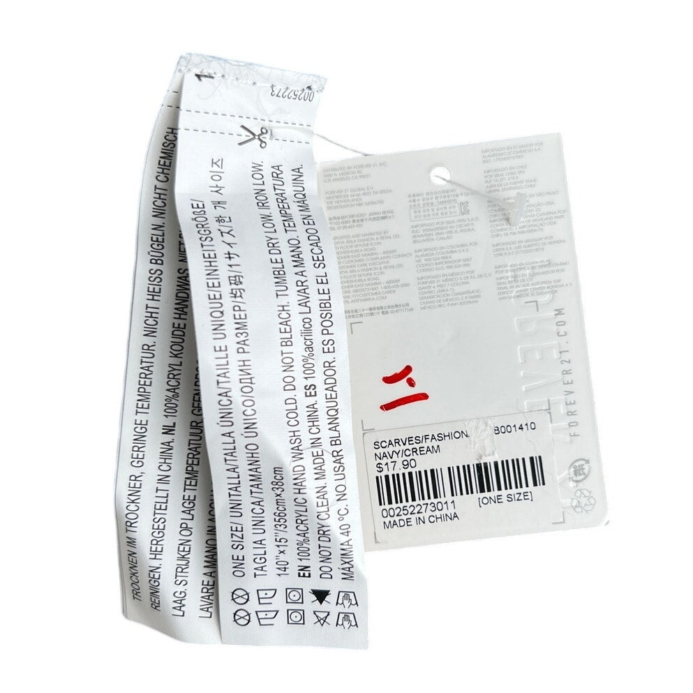 NWT Forever 21 182" Long Blue & White Knit Scarf