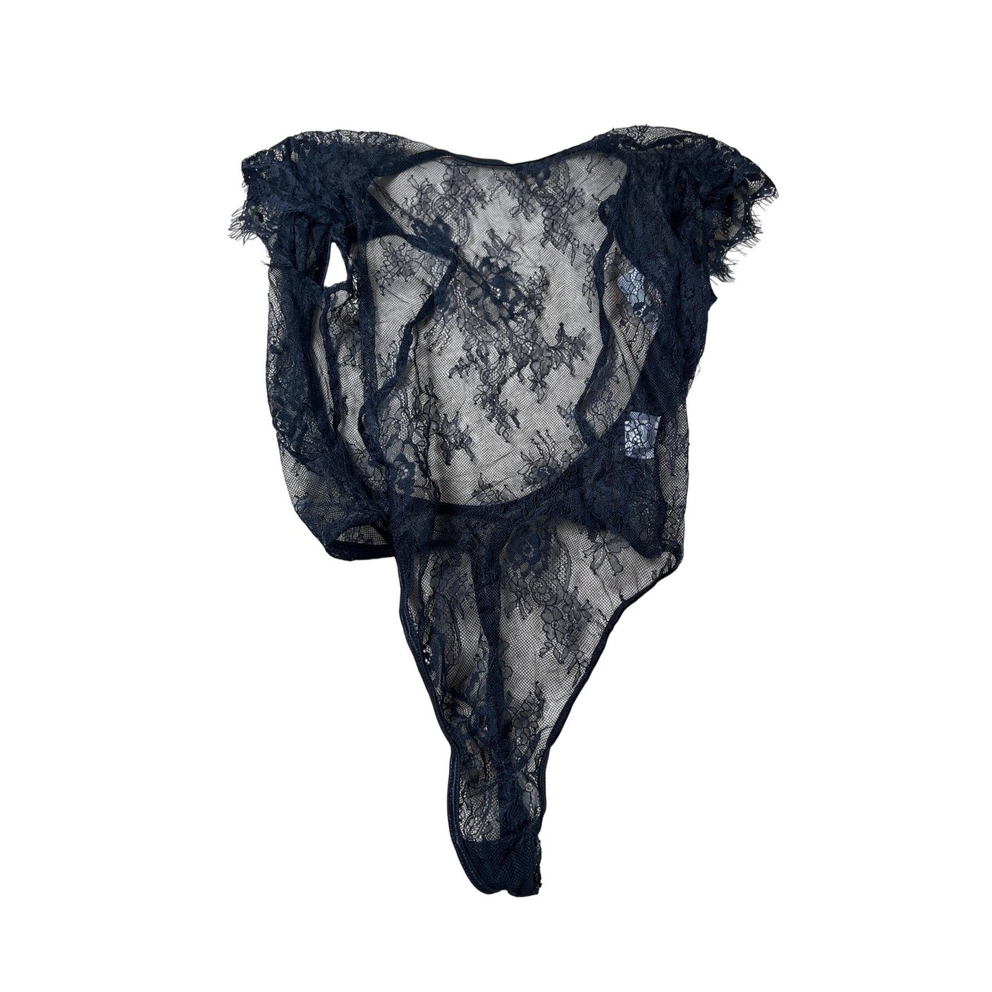Shirley Teddy Womens S Black Lace Eyelash Sheer High Cut Lingerie Sexy
