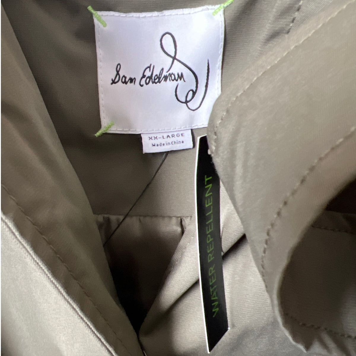 Sam Edelman NWT 2XL 100% Polyester Repellent Green Trench Coat Women's