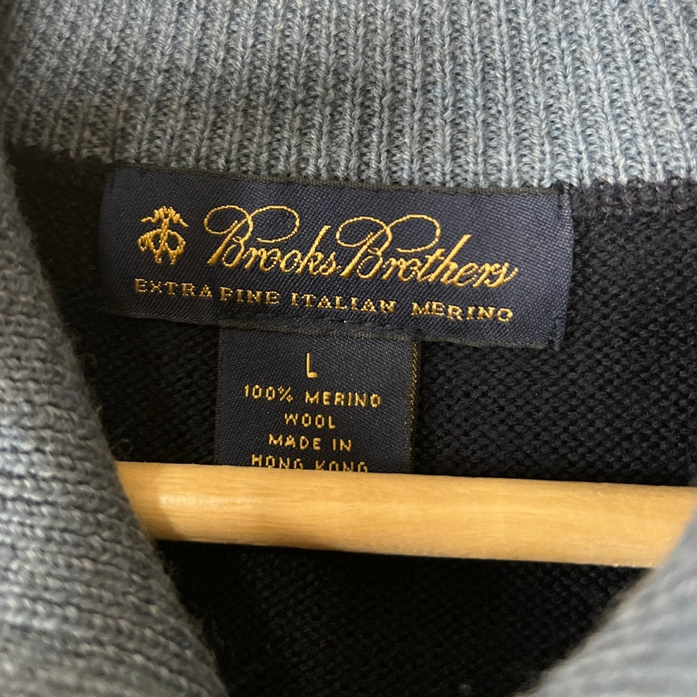 Brooks Brother Size Large Blue Sweater Vest 100% Merino Wool
