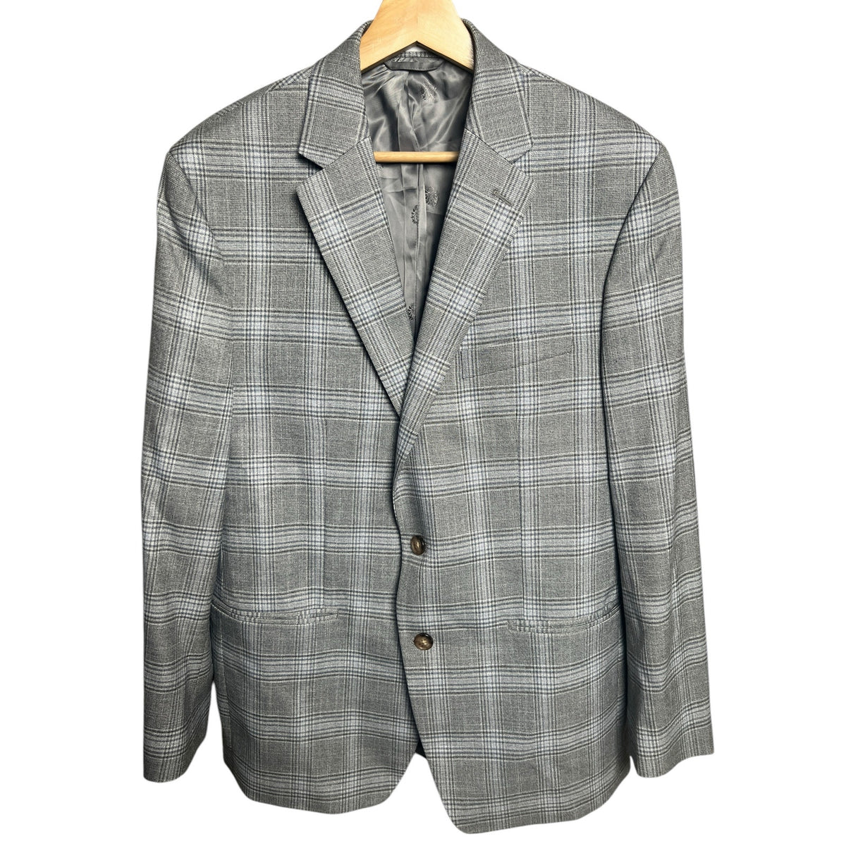 Unbranded Made In Vietnam Plaid Gray Suit Blazer *Dimensions In Pictures*