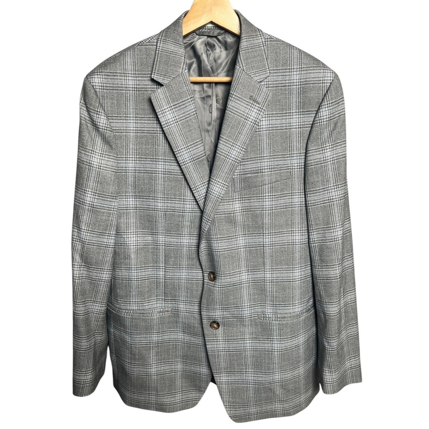 Unbranded Made In Vietnam Plaid Gray Suit Blazer *Dimensions In Pictures*