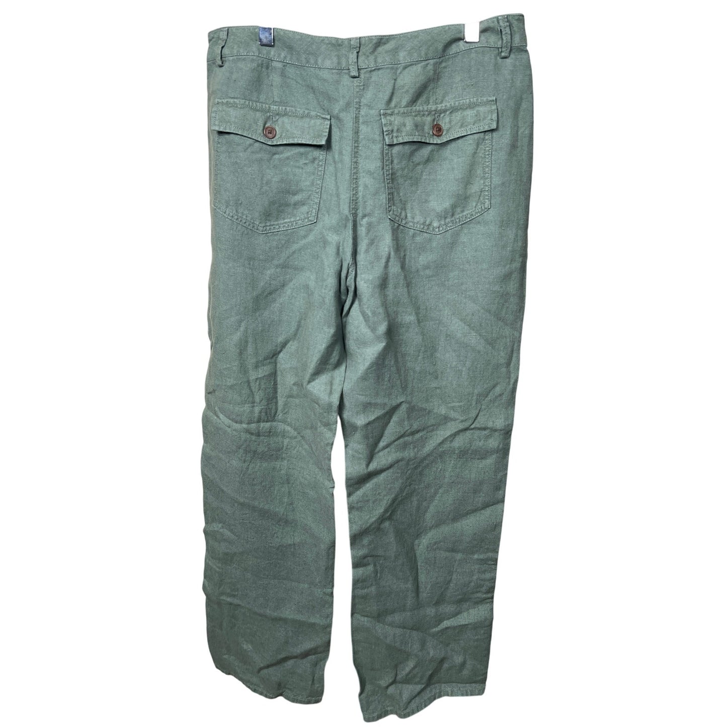 L.L Bean 12 Women's 100% Linen Green Wide Pants