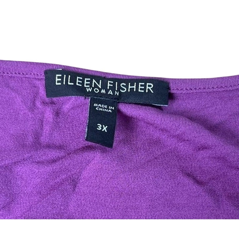 Eileen Fisher Tank Womens 3X Purple Jersey Scoop Neck Pleated Silk Relaxed