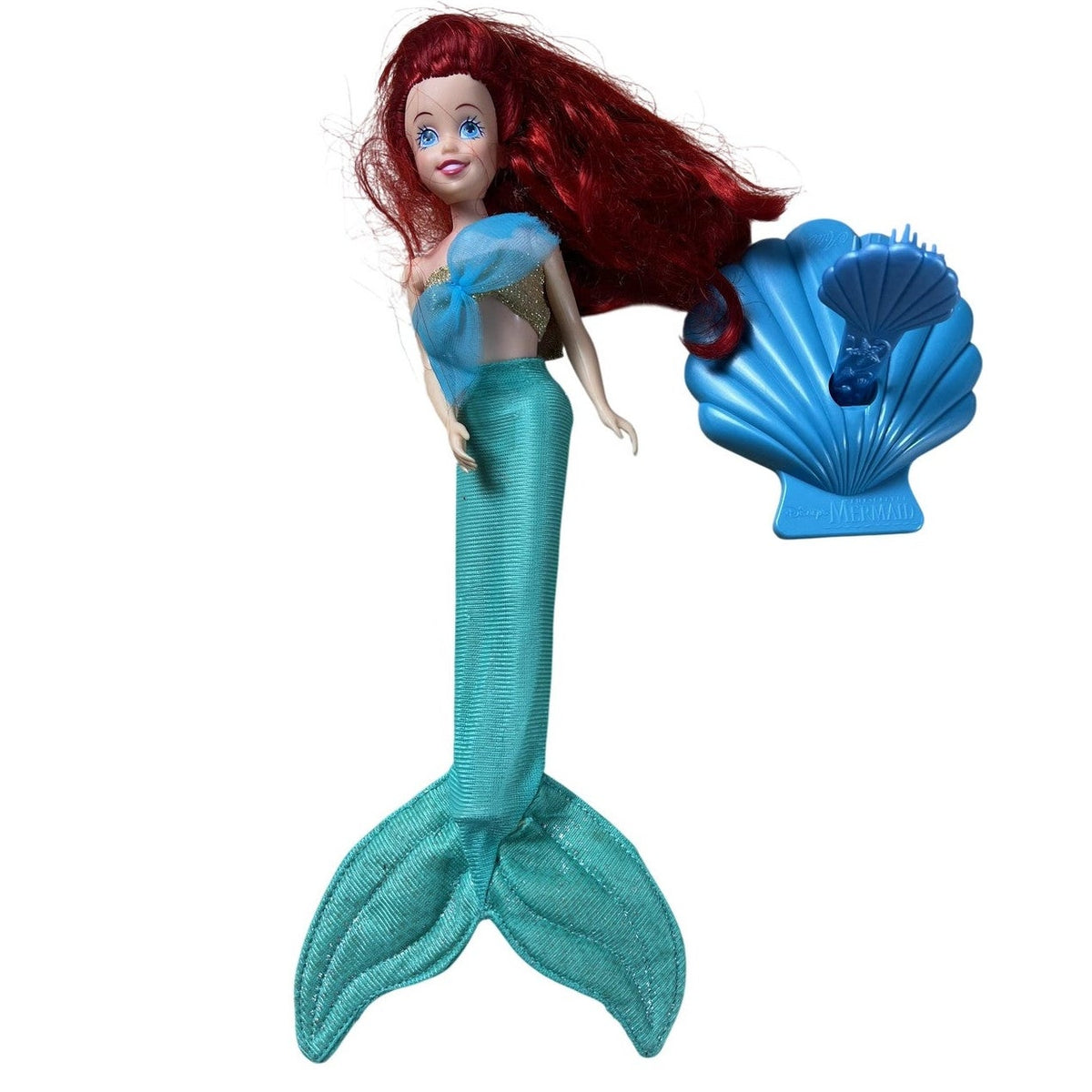 Vintage Disney Ariel Mermaid Doll The Little Mermaid Red Hair Teal Tail 11 Inch