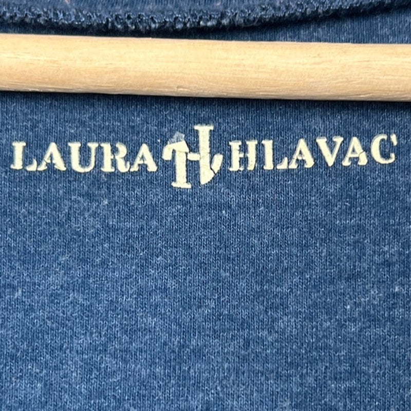 Laura Hlavac Dress Cotton Ruffle Sleeve Hem Blue Long Sleeve Size 2XL