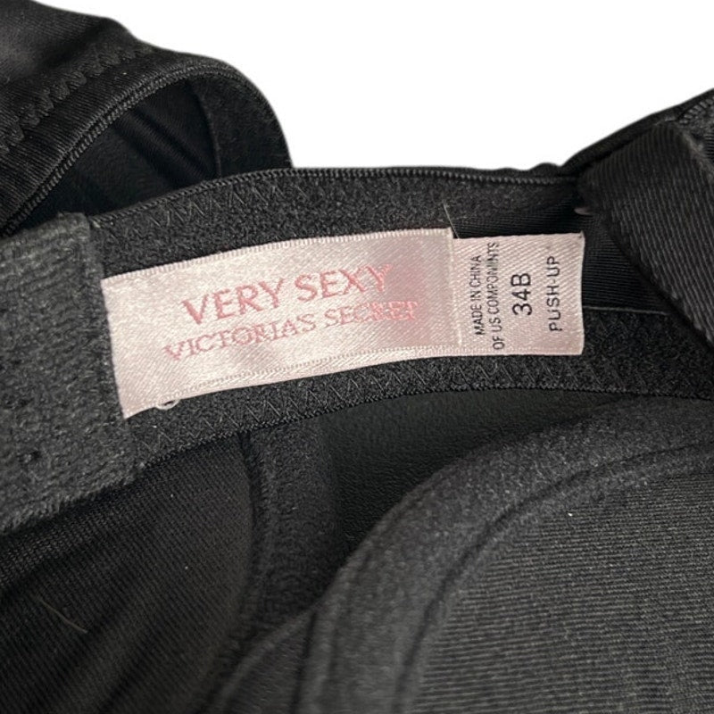 Victoria's Secret Black Polka Dot Push-Up Bra Size 34B