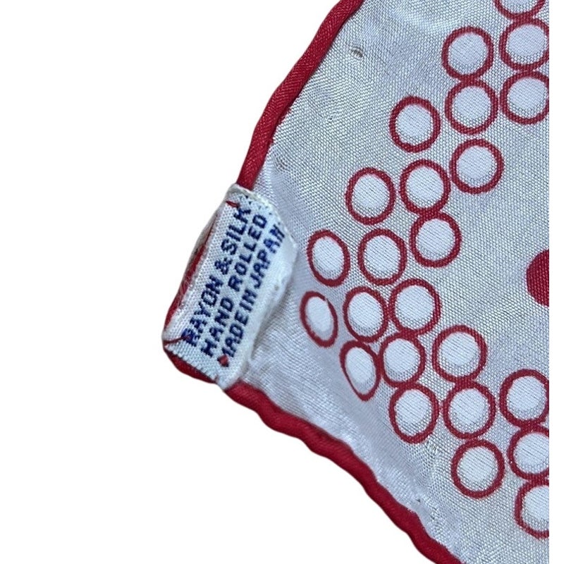 Kerchief Mens One Size Red Polka Dot Rayon Silk Satin Rectangle Scarf Japan