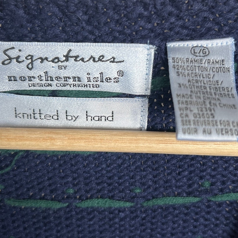 Signatures By Northern Isles Knitted By Hand Pets Size Large Vest Navy