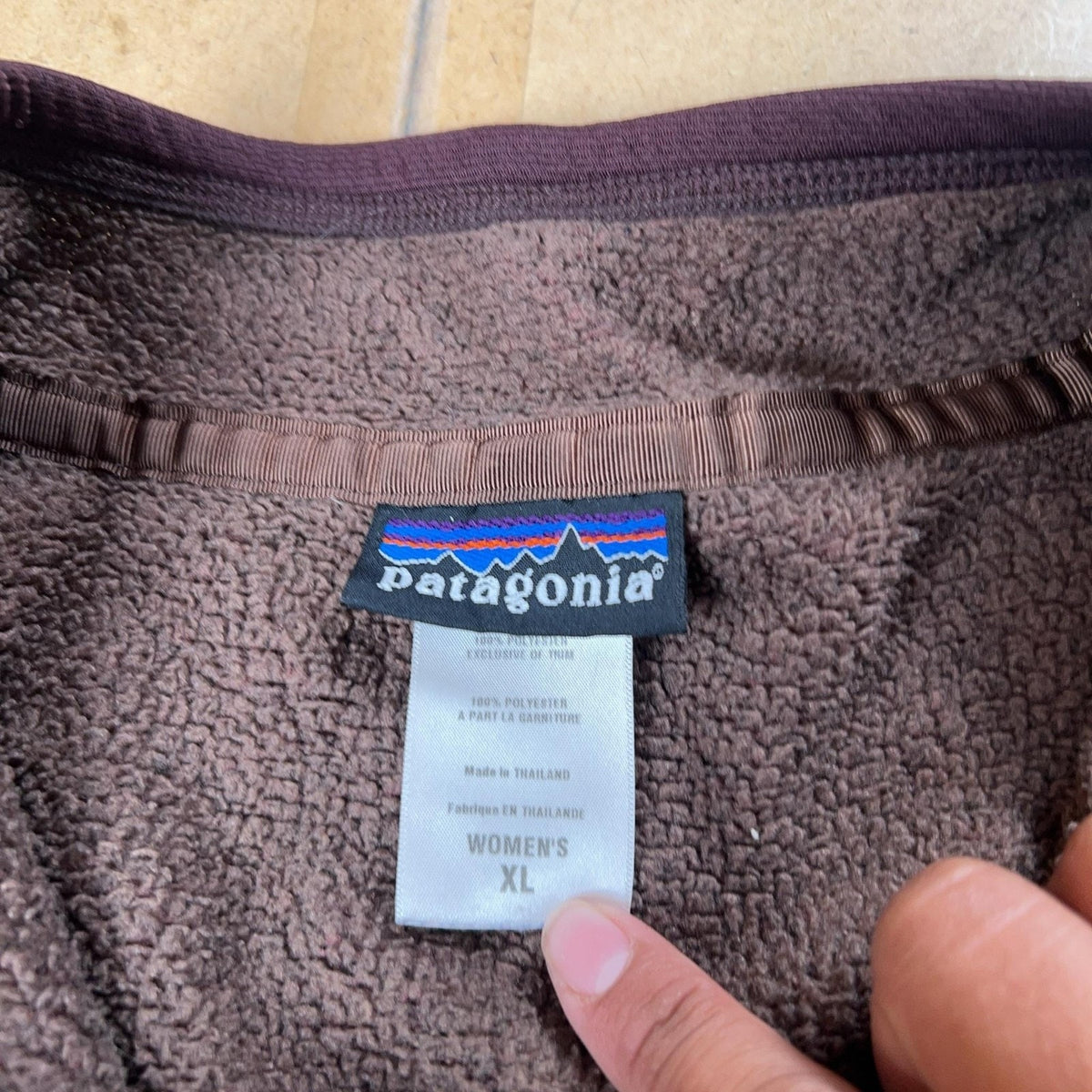Patagonia Top Womens XL Brown Sherpa Lined Full Zip Sleeve Zip Pocket Fleece